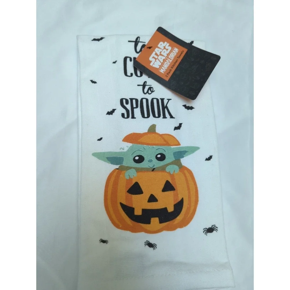 Mandalorian Baby Yoda‎ Halloween Kitchen hand Towels 2pc NEW Tooo Cute to Spook